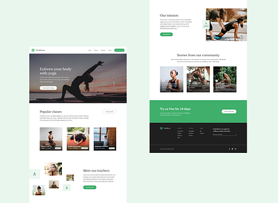 ThinkDivine - Yoga website design concept branding concept health landing page meditation online class typography ui ux web design yoga yoga studio