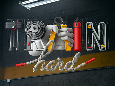 Train Hard 3d cgi cinema4d typo typography
