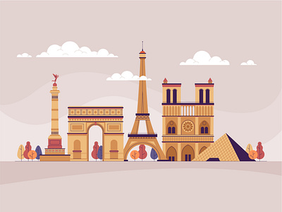 City landmarks city design illustration landscape london paris town vector