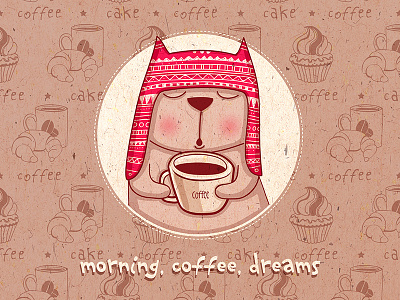 Morning, coffee, dreams breakfast cat coffee dreams drink hat morning