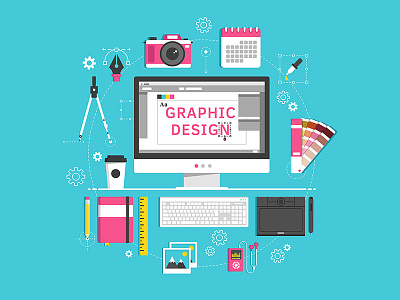 Graphic Design coffee computer design flat graphic illustration pantone photo camera vector