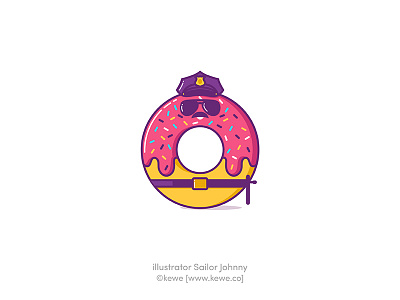 Donut character cop donut food funny icon illustration officer police stickers sweet food vector