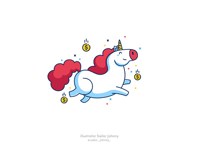 Unicorn for "Zeitgold" badges cute design funny icon illustration money sticker sweet unicorn vector