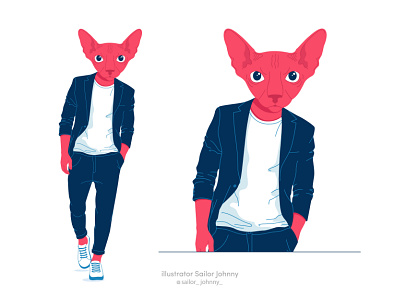 Cat businessman cat character design illustration pet sphinx