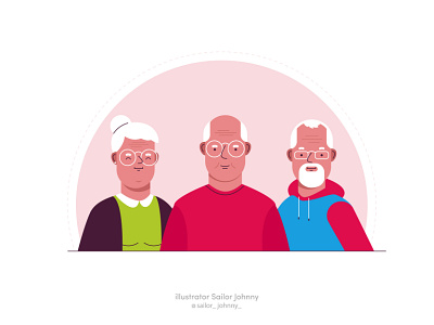 For "Bayer" 2d character digital grandfather grandmother illustration man people vector vectorart woma