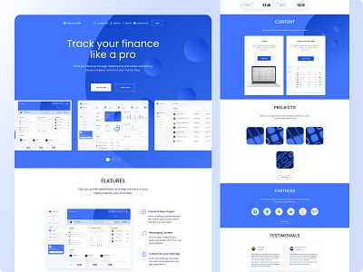 Personal CRM - Website clean landing page content page crm dashb dribble figma finance hero section landing page our feature our partners page popular project review testimonials ui ux web app website website design