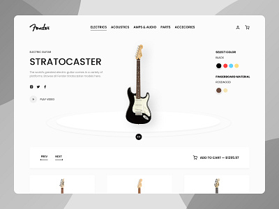 E - Commerce, Landing Page add to cart bland and white clean design e commerce e store figma guitar hero section landin page minimal music music store picker product purchase rock sales ui ux visual design