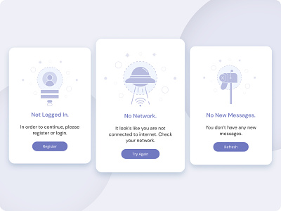 User Feedback - Empty States buttons cards clean connection lost empty empty screen empty state illustration empty states emptystate figma illustration illustration feedback no message ui design user feedback ux design