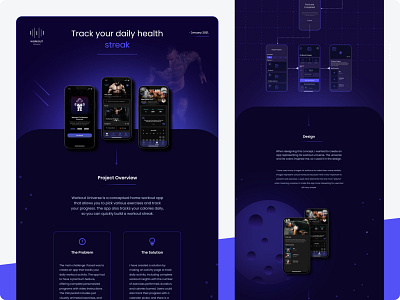 Case study - Workout Universe (mobile app) behance case study concept design figma health ill illustration landing mobile page showcase simple sport sports app ui ux website workout app workout universe