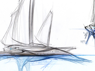 Client concept sketches artwork blueprint future futuristic illustration pencil project sailboat sea sketch yachts