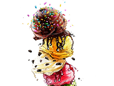 Fat Ice cream colorfull food design ice cream illustration pornfood tee design