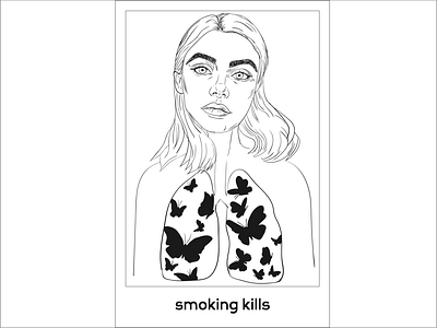 smoking kills blackandwhite digital illustration illustration sketch tablet design vector