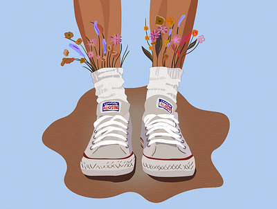 sneakers converse adobe illustrator converse digital flowers illustration pentool sneakers stylized vector