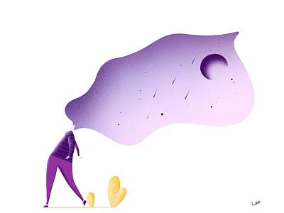 Imagination art drawing hair illustration imagination moon person procreate purple stars