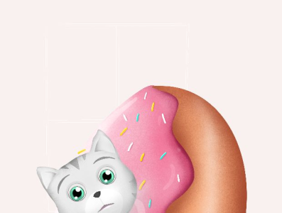 Acat in a donut art digitalart drawing illustration procreate