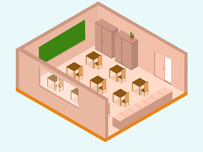 Isometric School Room art design graphic design illustration