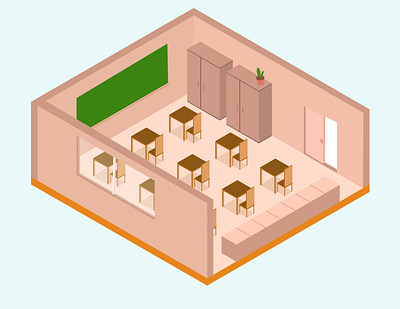 Isometric School Room art design graphic design illustration