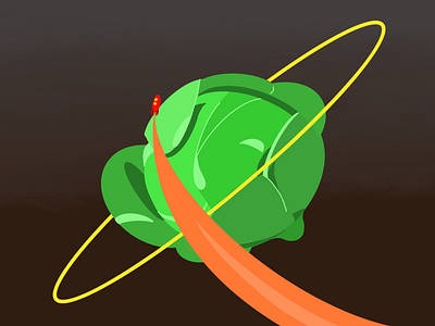 Planet Cabbage cabbage lettuce planet retro ring rocket rocket ship sci fi ship space vegetable