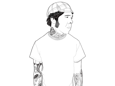 Self Portrait black and white digital illustration illustration