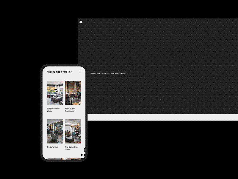 Pelizzari Studio architecture black black white clean interaction design interior design minimal ux ux animation web web design