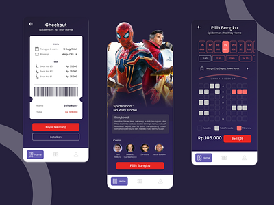 Tick - Cinema E-Ticket Apps cinemaui movieapp movieui spiderman ui uidesign uiux uiuxdesign ux uxdesign