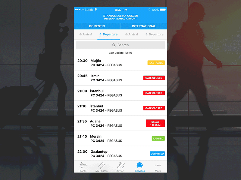 ISG Flight Detail Animation airport android app flight ios iphone isg mobile plane sabiha ticket