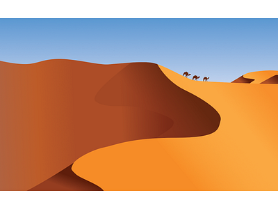 Dunes camels desert dunes gradients illustration sahara