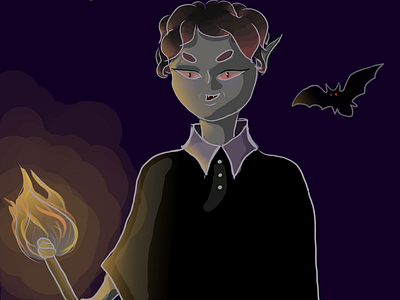 Vampire bat boy character darkness design drawing flame graphic hand drawn illustration vampire