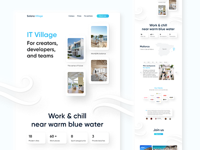 Landing page for IT Village | Concept it landing neomorphism resort sea ui village white