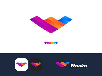 W letter colorful modern logo design