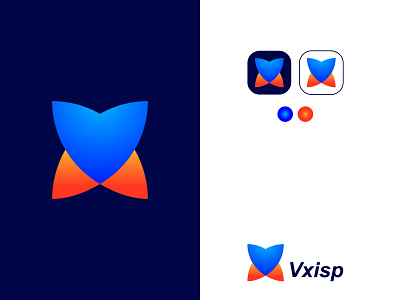 VX colorful letter logo design concept