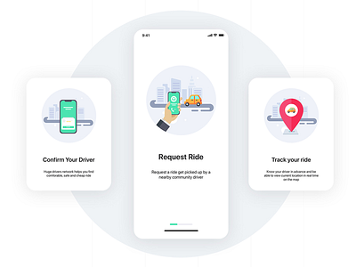 Taxi Booking App Onboarding UI app app design apple application bright colorful concept flutter ios ios14 mobile app design mobile. taxi taxi app trend typography uber ui ux