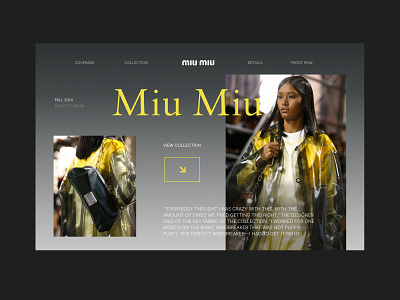 Presentation website, spring collection Miu Miu