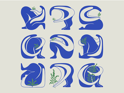 Spring, I've been waiting for you 🌱 abstract blue color block design flat color flat shapes fun funky green human forms illustration illustrator lines nature organic people plants shapes simple spring
