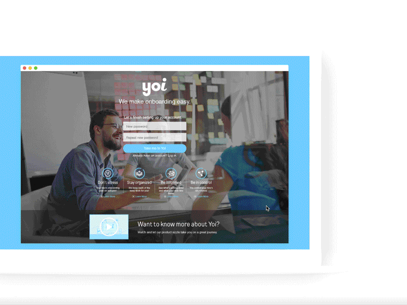 Yoi On-boarding Web App Login login web app