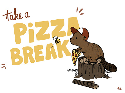 Its always time for pizza, right ?! beaver cartoon digital illustration digitalart illustration pizza