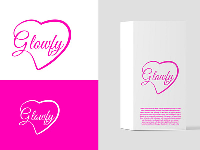 Glowfy box branding business cosmatics cupid design glowfy graphic design heart illustration logo minimal pink