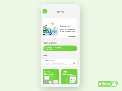 Delivery App UI Design app branding card ui clean colour delivery app design drawing flat gradient green green ui icon logodesign nonprofit shipment ux ux design vehicle