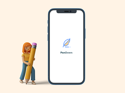PenDown App animation app branding card ui clean flat icon logo minimal typography ux
