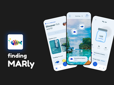 FindingMarly- Logo & UI Design app branding card ui clean design flat icon illustration logo ui