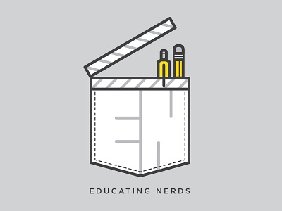 Educating Nerds Logo flat icon lines movies nerds pen pencil pocket protector slate typography uk