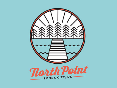 North Point Church Logo badge bridge church color flat icon logo north patch point trees water