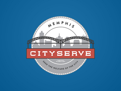 CityServe badge bridge composition design icons illustration line memphis skyline typography