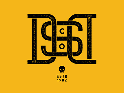 Domestic Society Monogram lettering logo monogram skull stamp texture type