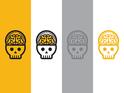 Daniel the Skull attack black brain color icon line logo simple skull vector yellow