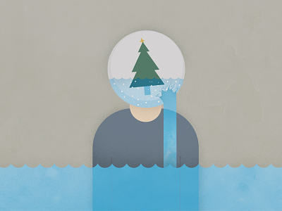 Holiday Sadness christmas editorial flat grief illustration pain vector water