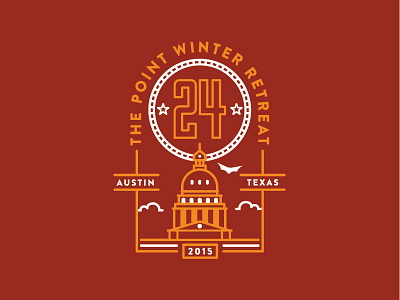 The Point: 24 Retreat T-Shirt austin badge bat clouds design flat graphics t shirt texas ui ux youth
