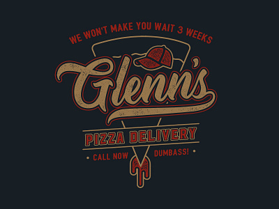 Glenn's Pizza Delivery blood pizza texture the walking dead tv typography vintage zombies