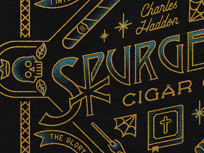 CHS: Cigar Club banner bible color crown halftones illustration line match shading skull texture web
