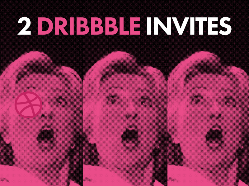 2 Dribbble Invites animation clinton designer dribbble gif graphic design halftone hilary illustration invite ui ux